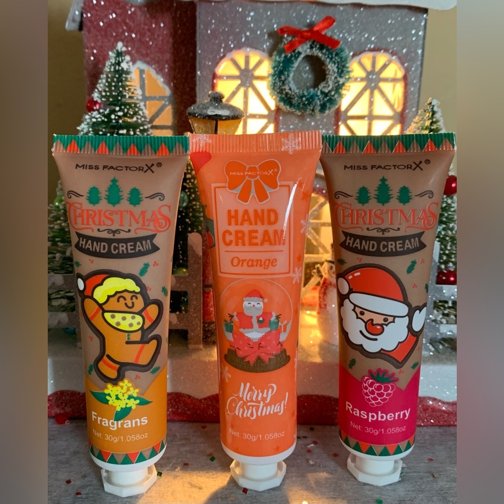3 Mini Christmas Hand Cream Gifts Set NWOT(Orange, Fragrans, Raspberry)